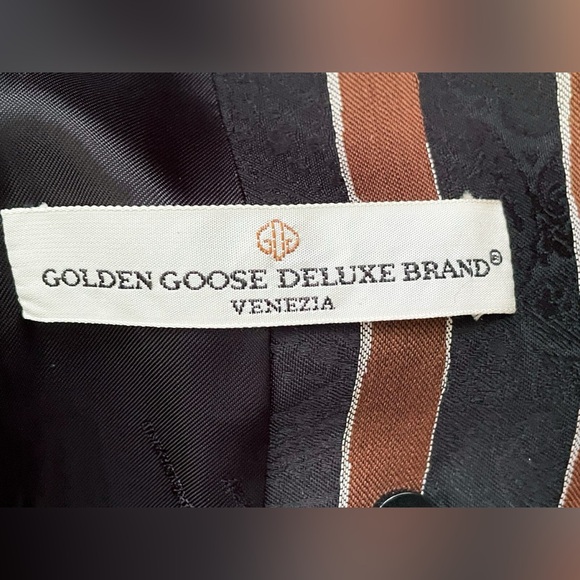 GOLDEN GOOSE Women's Blazer Double-Breasted Alpaca Blend Black Brown Striped XS - Picture 4 of 10